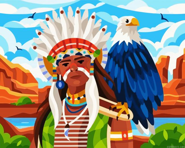 Native And Eagle Painting By Numberss.png