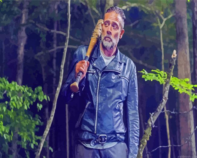 Negan In Forest Painting By Numberss.png