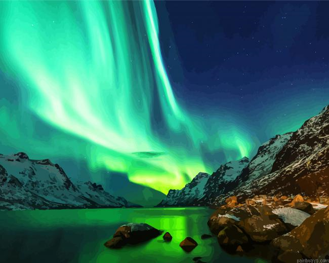 Northern Lights Aurora In Reykjavik Painting By Numberss.png