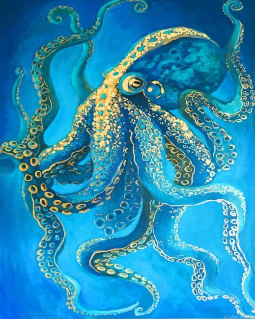 Octopus In Beach Painting By Numberss.png