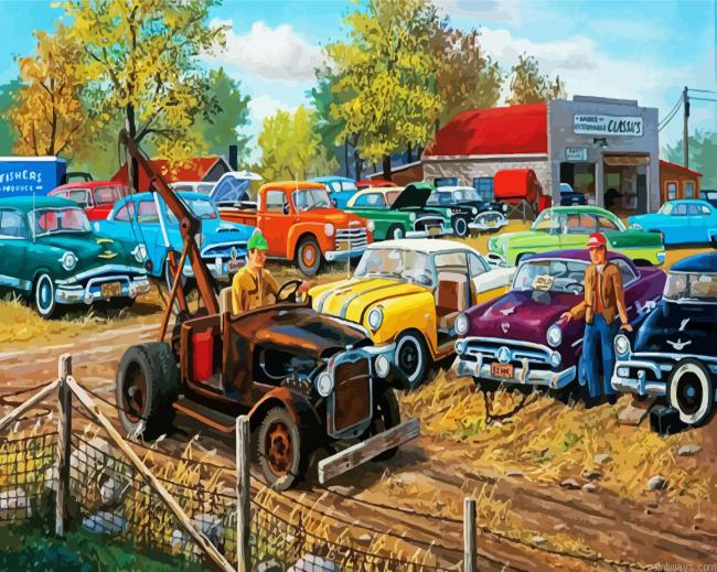 Old Classic Cars Painting By Numberss.png