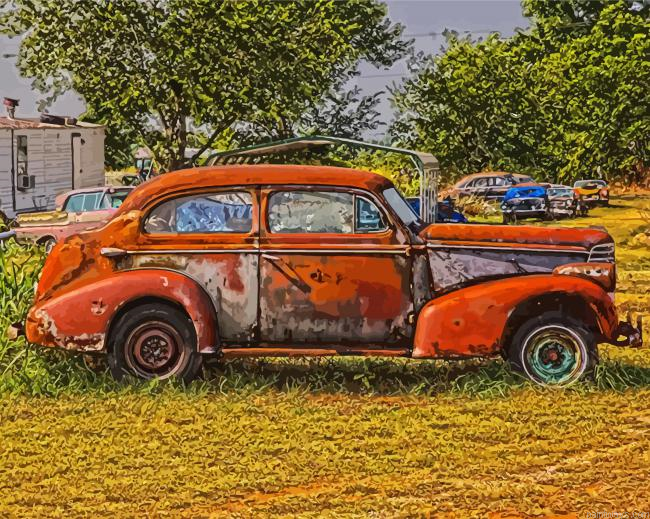 Old Rusted Car Painting By Numberss.png