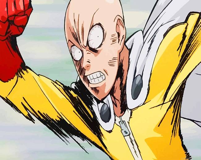 One Punch Man Angry Face New Painting By Numberss.png