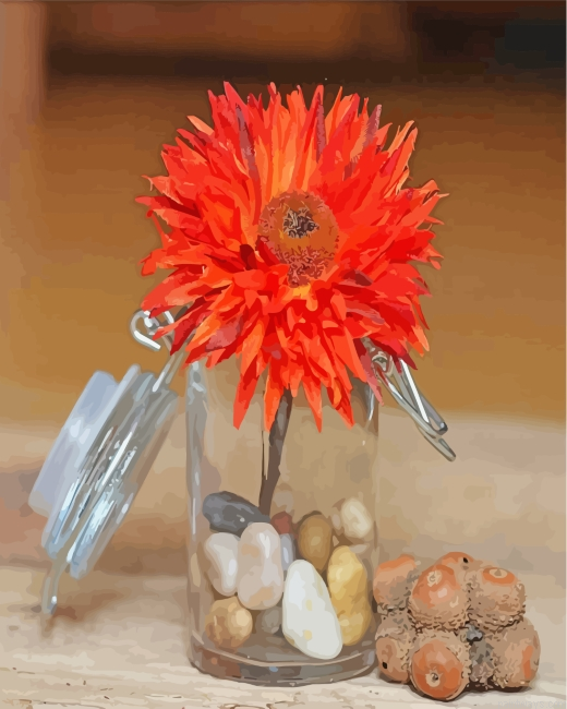 Orange Flowers In Jar Painting By Numberss.png