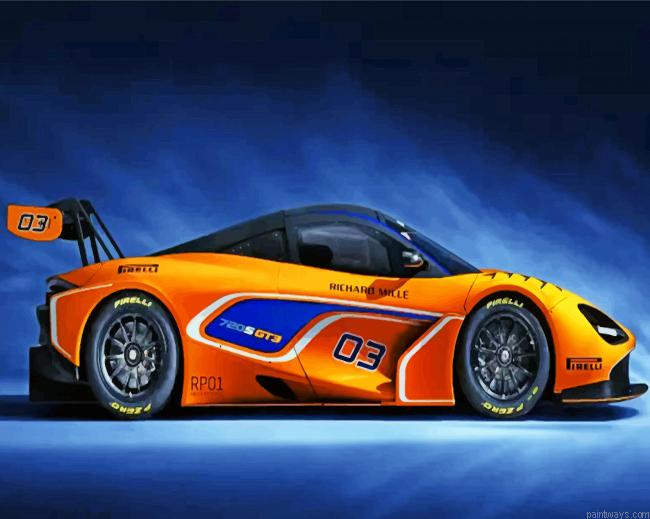Orange Racing Car Painting By Numberss.png