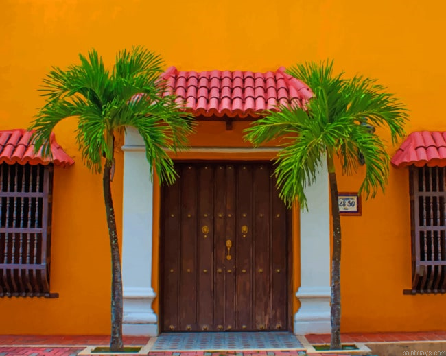 Palm Trees At The Door Trees Painting By Numberss.png