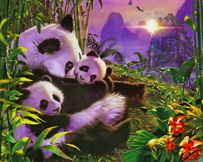 Panda Bears Landscape Animals Painting By Numberss.png