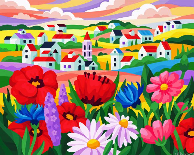 Peaceful Town Painting By Numberss.png