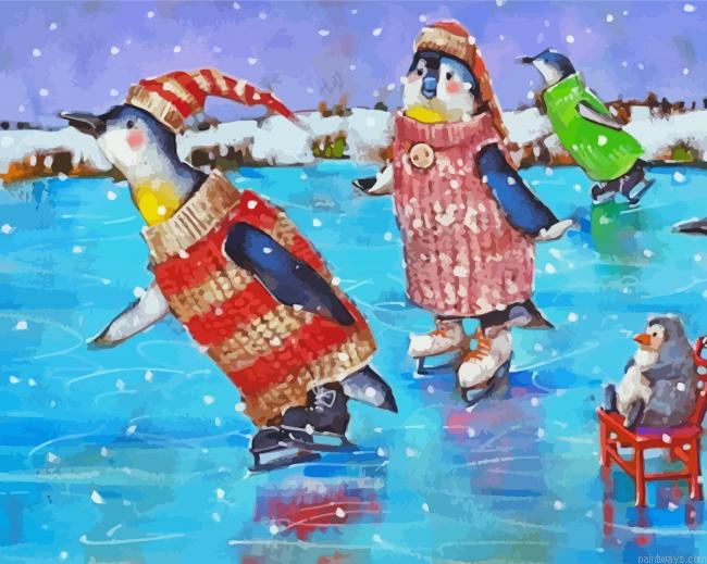 Penguins Ice Skating Painting By Numberss.png