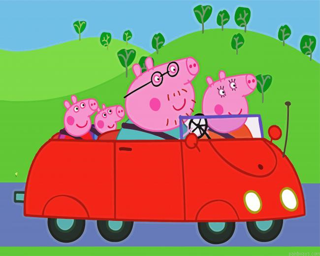 Peppa Family In Car Painting By Numberss.png