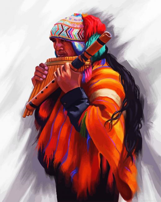 Peruvian Flute Player Painting By Numberss.png
