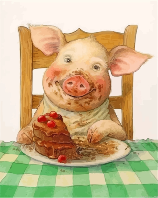 Pig Eating Cake Painting By Numbers.png