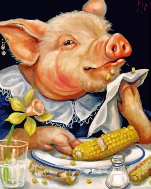 Pig Eating Corn Painting By Numbers.png