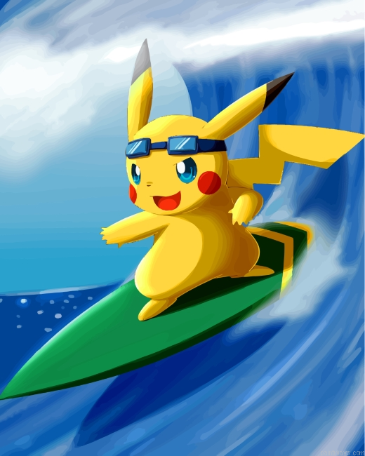 Pikachu Surfing Painting By Numbers.png