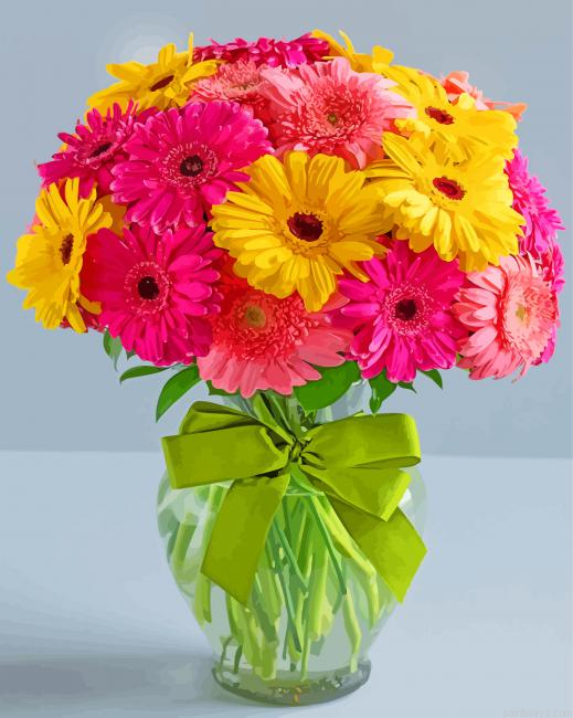 Pink And Yellow Gerberas Painting By Numberss.png