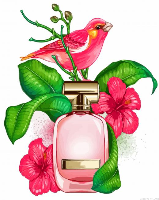 Pink Bird And Perfume Painting By Numbers.png