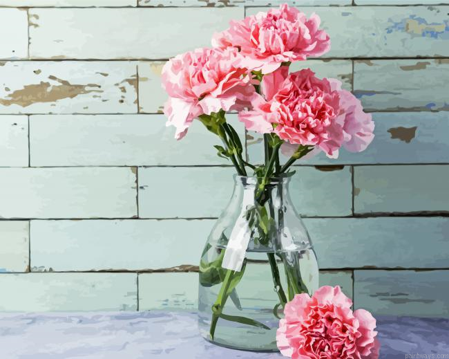 Pink Carnations In Vase Painting By Numberss.png