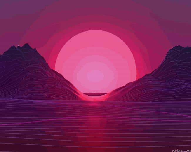 Pink Neon Sunset New Painting By Numberss.png