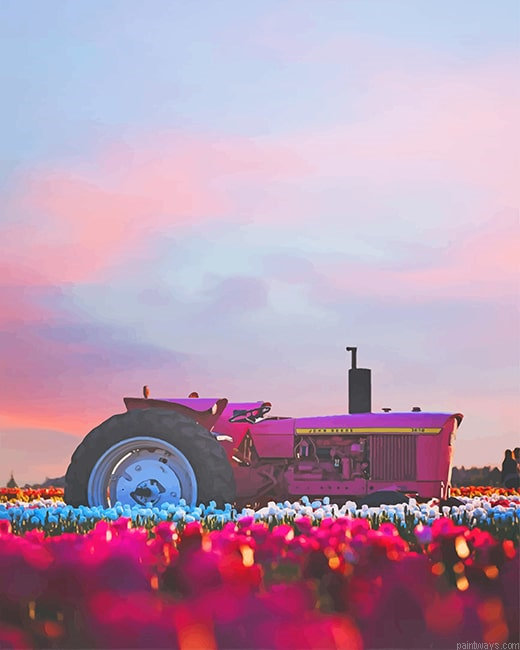 Pink Tractor New Painting By Numberss.png