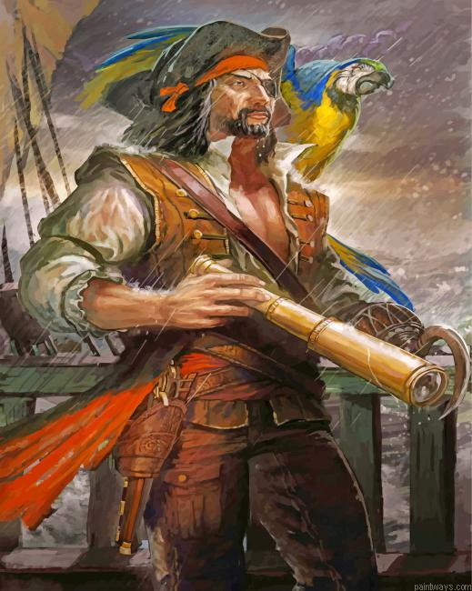 Pirate With Parrot Painting By Numbers.png