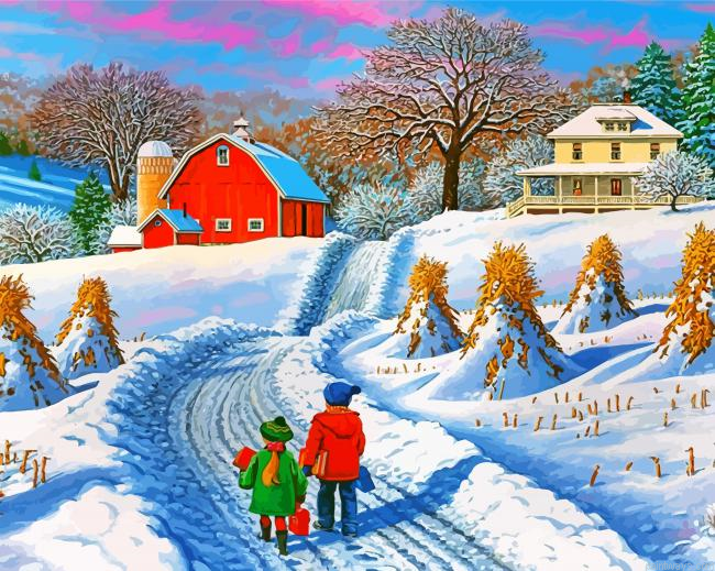 Playing In The Snow Painting By Numbers.png