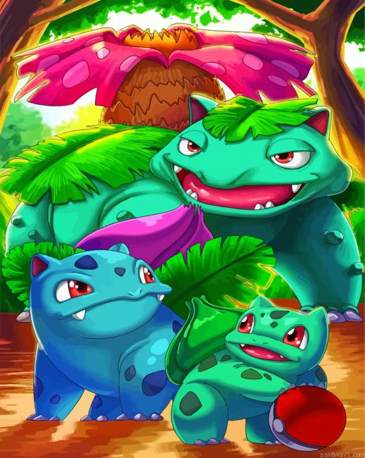 Pokemon Bulbasaur Evolution Painting By Numbers.png
