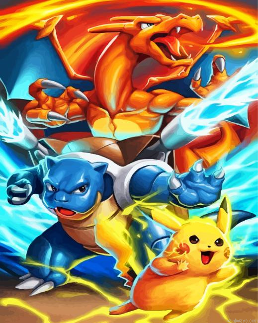 Pokemon Pikachu And Charizard Painting By Numbers.png