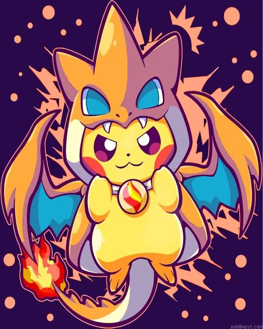 Pokemon Pikachu Charizard Painting By Numbers.png