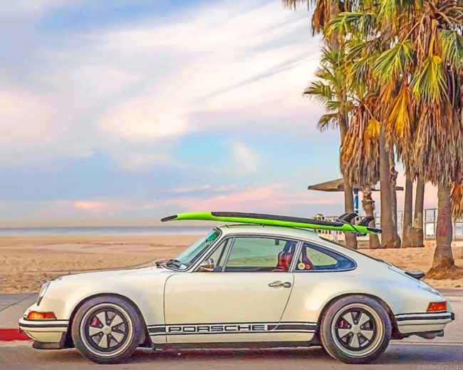 Porsche Targa In Beach Cars Painting By Numberss.png
