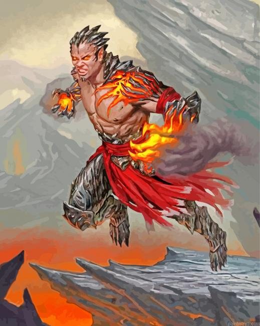Powerful Fire Man Painting By Numberss.png