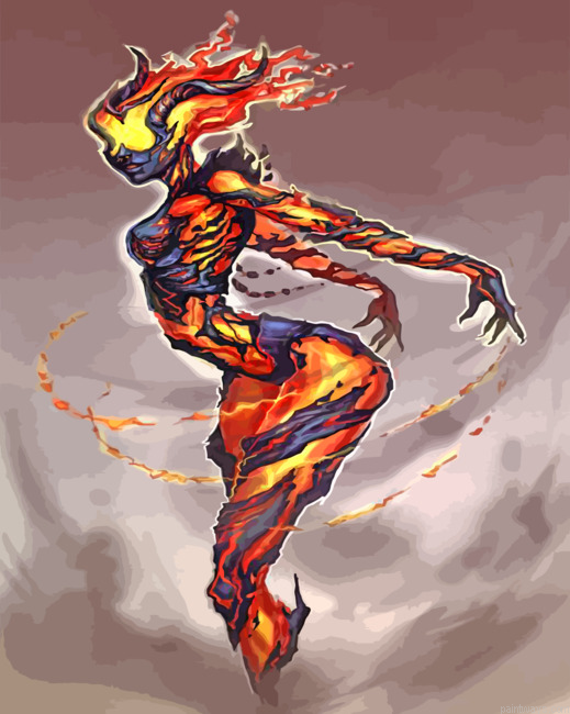Powerful Volcano Woman Painting By Numbers.png
