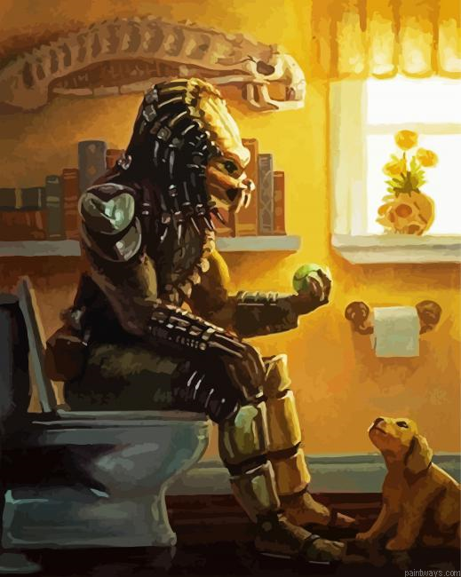 Predator On Toilette Painting By Numberss.png