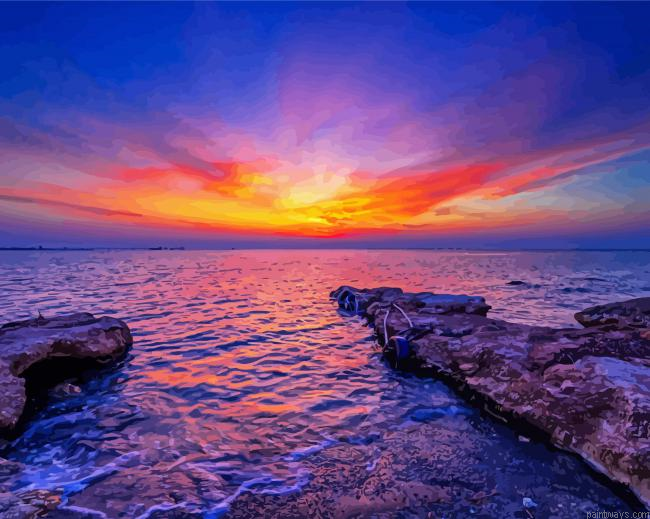 Protaras Beach At Sunset Painting By Numberss.png