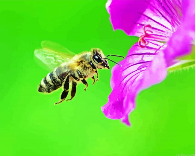 Purple Flower With Bee Painting By Numberss.png