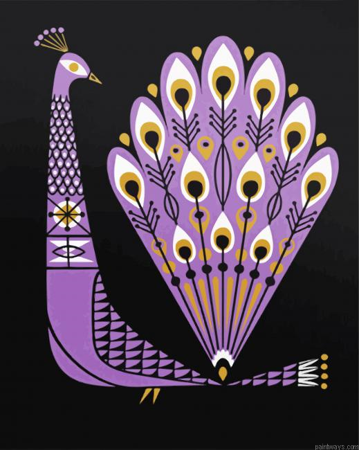 Purple Peacock Bird Painting By Numberss.png