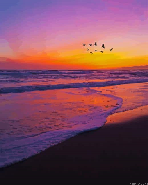 Purple Sunset Over Beach New Painting By Numberss.png