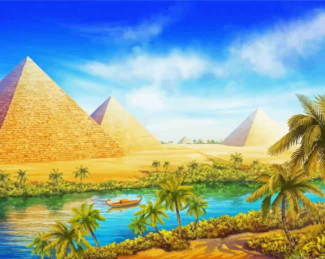 Pyramids Nile River Painting By Numberss.png