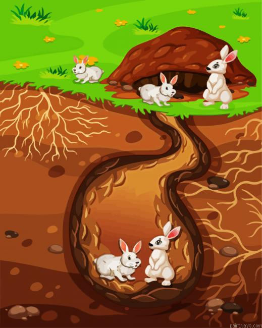 Rabbits In Burrow Painting By Numberss.png
