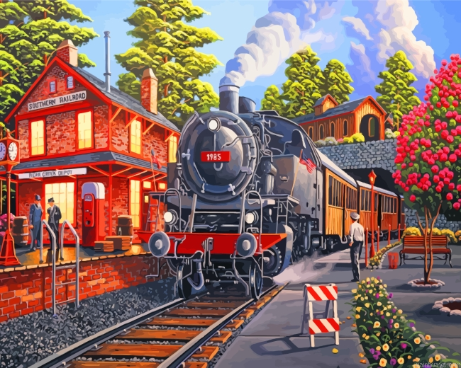 Railway Stream Train Painting By Numbers.png