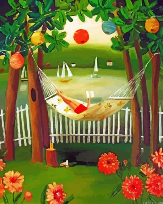 Reading In Hammock Painting By Numberss.png