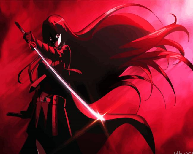 Red Akame Character Painting By Numberss.png