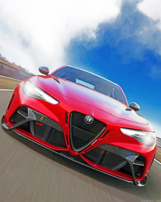 Red Alfa Romeo Cars Painting By Numberss.png