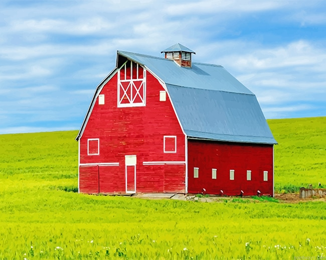Red Barn In Field New Painting By Numberss.png