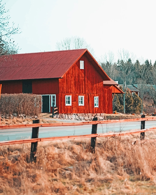 Red Beautiful Barn New Painting By Numberss.png