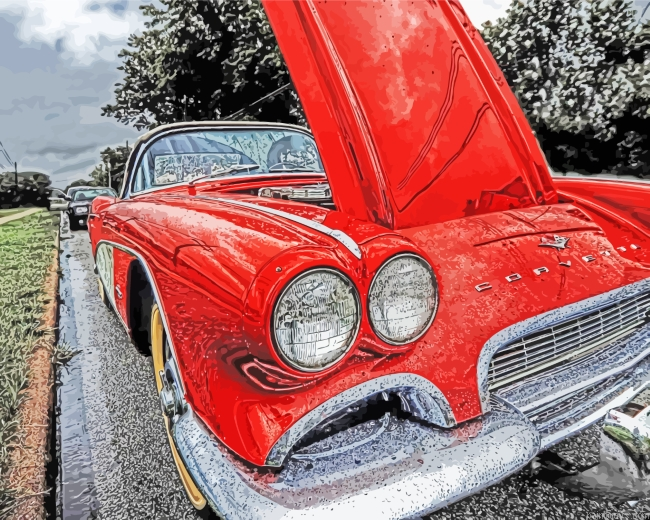 Red Classic Corvette Painting By Numberss.png