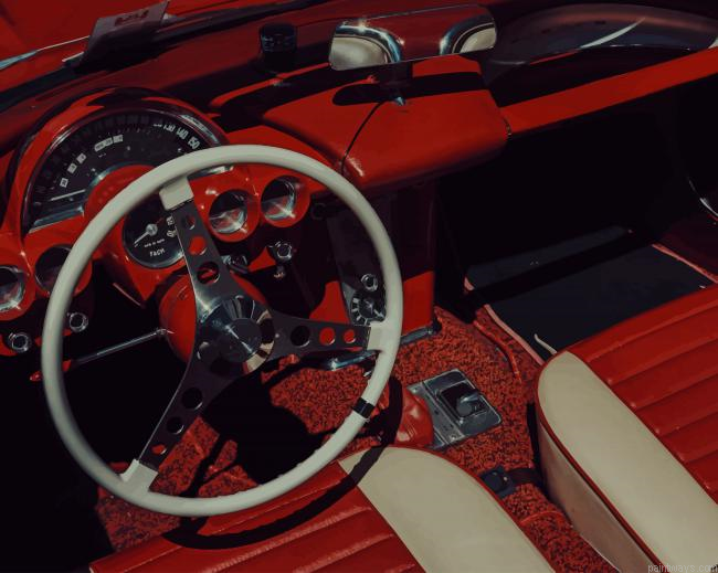Red Classical Car Painting By Numberss.png