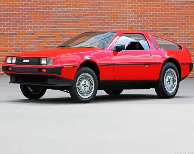 Red Delorean Car Painting By Numberss.png