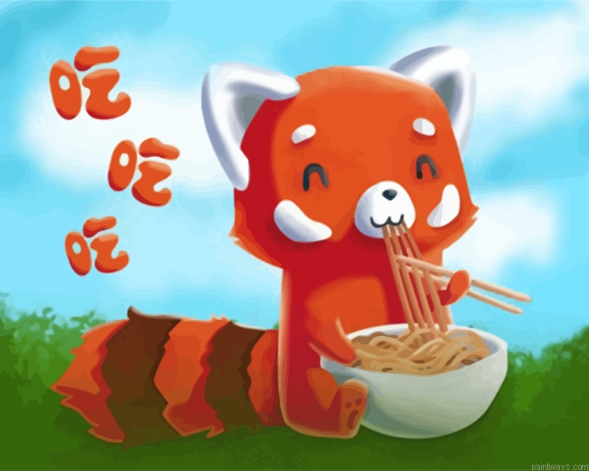 Red Panda Eating Ramen Painting By Numbers.png