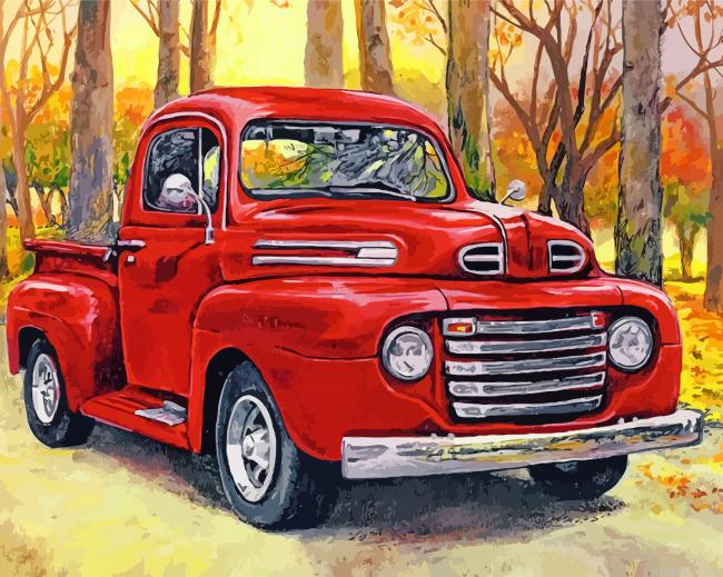 Red Pick Up Truck Painting By Numbers.png