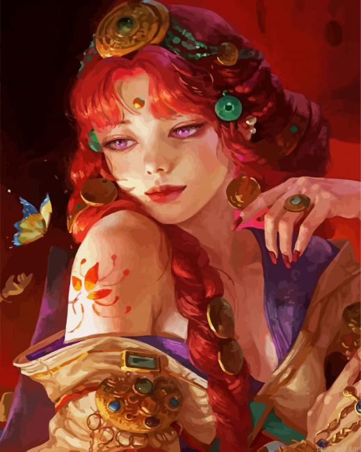 Redhead Gorgeous Lady Painting By Numberss.png